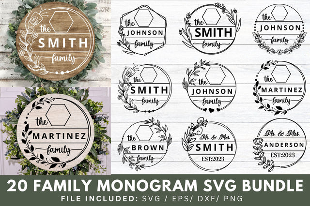 Family Monogram SVG Bundle SVG Regulrcrative 