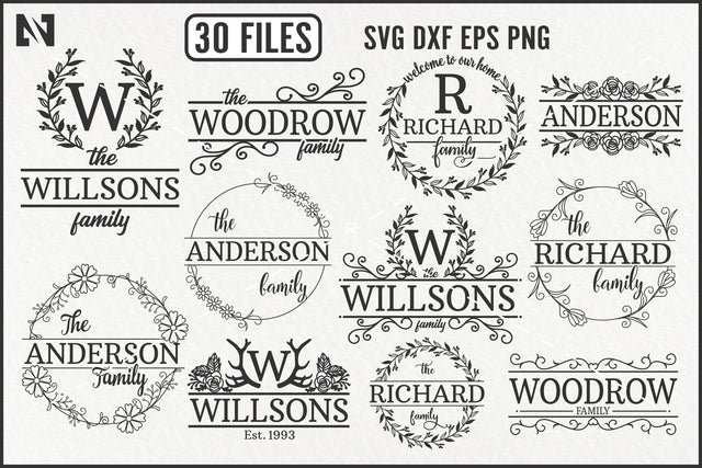 Family Monogram Svg Bundle, Wreath Monogram Svg, Family Svg SVG Pinoyart Kreatib 