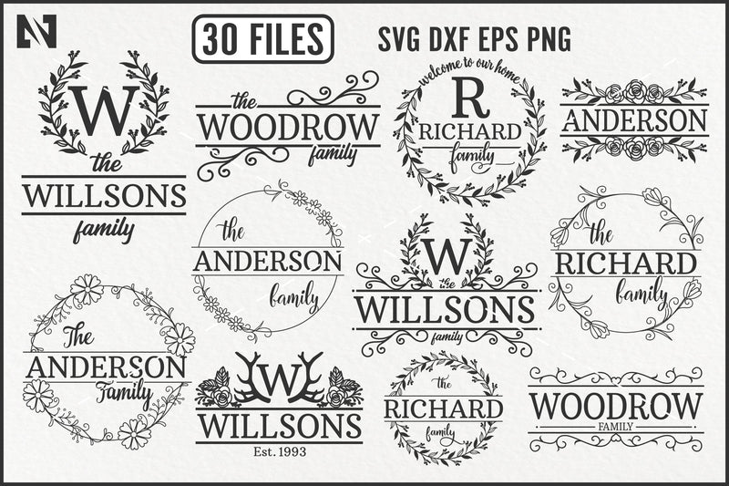 Family Monogram Svg Bundle, Wreath Monogram Svg, Family Svg SVG Pinoyart Kreatib 