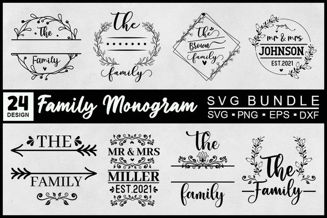 Family Monogram SVG Bundle.wreath Monogram svg, wedding svg, SVG Designangry 