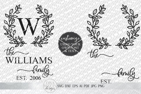 Family Monogram SVG | Farmhouse Last Name Sign SVG | Hand Drawn Wreath SVG | dxf and more! | Printable SVG Diva Watts Designs 