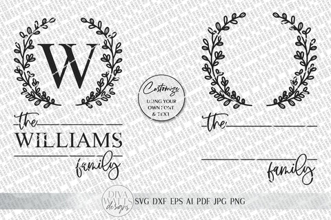 Family Monogram SVG | Farmhouse Last Name Sign SVG | Hand Drawn Wreath SVG | dxf and more! | Printable SVG Diva Watts Designs 