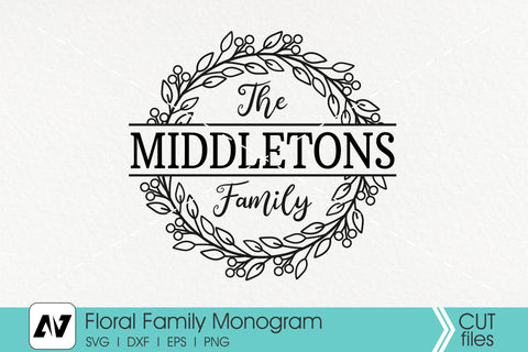 Family Monogram Svg, Wreath Monogram Svg, Family Svg SVG Pinoyart Kreatib 