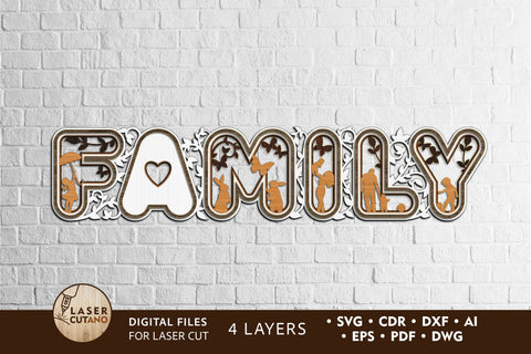 Family - Multilayer Laser Cut Files, Mandala, Sign SVG, 3D Designs SVG LaserCutano 