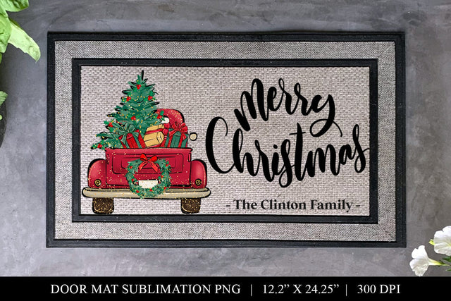 Family Name Christmas Door Mat Sublimation Design PNG Sublimation BijouBay 