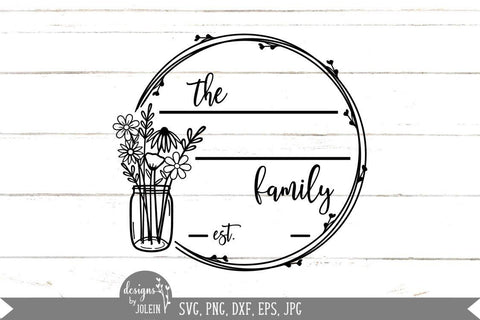 Family Name Mason Jar Wreath SVG Designs by Jolein 