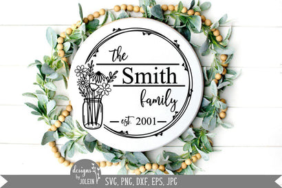 Family Name Mason Jar Wreath SVG Designs by Jolein 