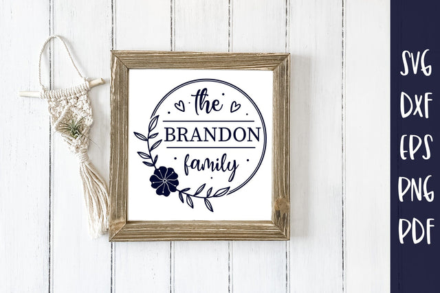 Family Name Monogram SVG - Floral Frame SVG SVG CraftLabSVG 