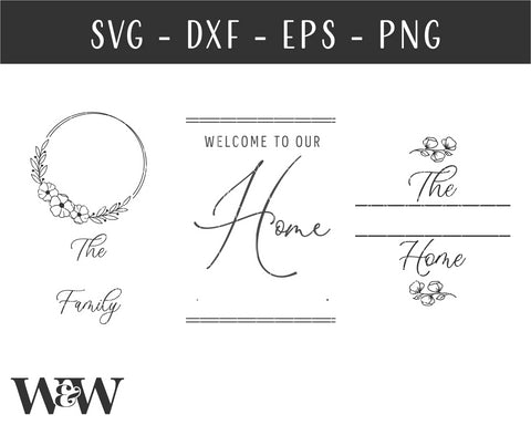 Family Name Sign SVG Bundle | Customizable Family Sign Bundle SVG Wood And Walt 