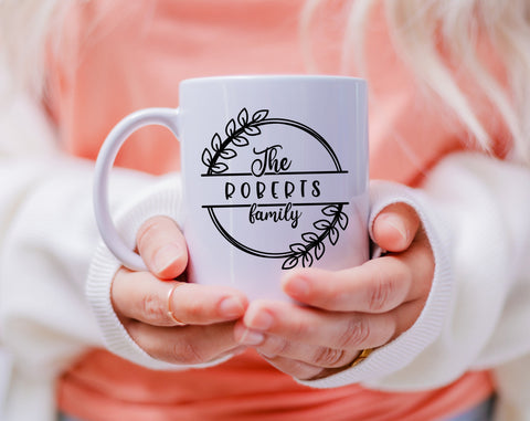 Family Name Split Monogram SVG Bundle, 6 Designs, Family Sign SVG, Leaf Frame SVG, Cut Files for Cricut, Glowforge SVG HappyDesignStudio 