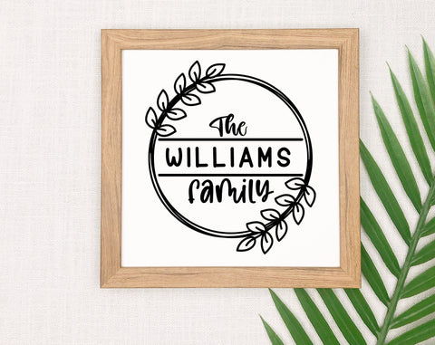 Family Name Split Monogram SVG Bundle, 6 Designs, Family Sign SVG, Leaf Frame SVG, Cut Files for Cricut, Glowforge SVG HappyDesignStudio 