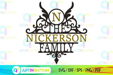 Family name split monogram svg SVG Artinrhythm shop 