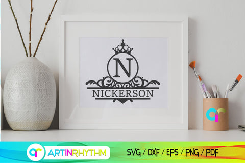 Family name split monogram svg SVG Artinrhythm shop 