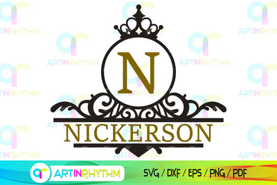 Family name split monogram svg SVG Artinrhythm shop 
