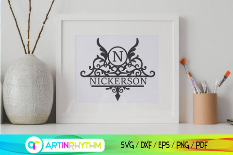 Family name split monogram svg SVG Artinrhythm shop 