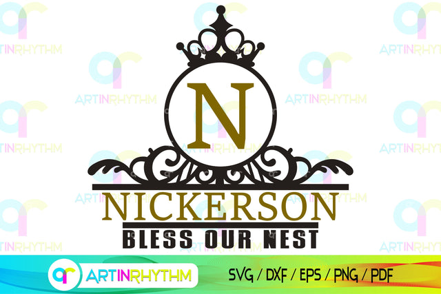 Family name split monogram svg SVG Artinrhythm shop 