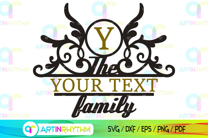 Family name split monogram svg - So Fontsy