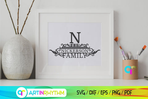 Family name split monogram svg SVG Artinrhythm shop 