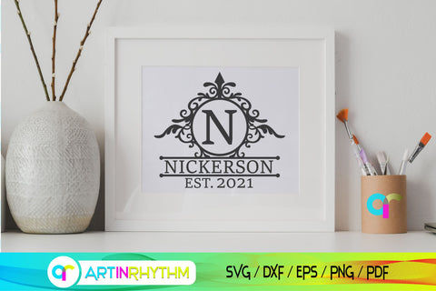 Family name split monogram svg SVG Artinrhythm shop 