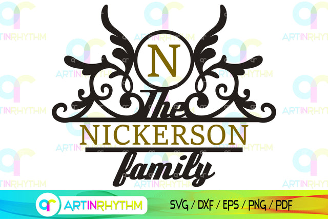 Family name split monogram svg SVG Artinrhythm shop 