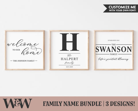 Family Name SVG Bundle | Last Name SVG Bundle SVG Wood And Walt 