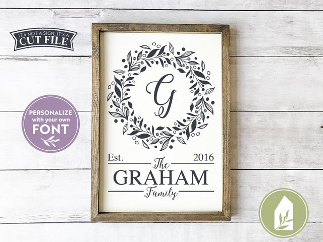 Family Name SVG | Spring Wreath svg | Last Name Sign Design SVG LilleJuniper 