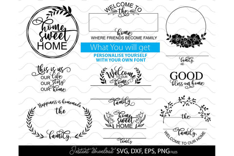 Family Name Welcome Sign SVG Bundle | Front Porch Welcome Sign | Family Sign SVG March Design Studio 