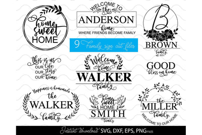 Family Name Welcome Sign SVG Bundle | Front Porch Welcome Sign | Family Sign SVG March Design Studio 