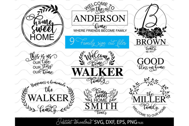 Family Name Welcome Sign SVG Bundle | Front Porch Welcome Sign | Family Sign SVG March Design Studio 