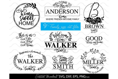Family Name Welcome Sign SVG Bundle | Front Porch Welcome Sign | Family Sign SVG March Design Studio 