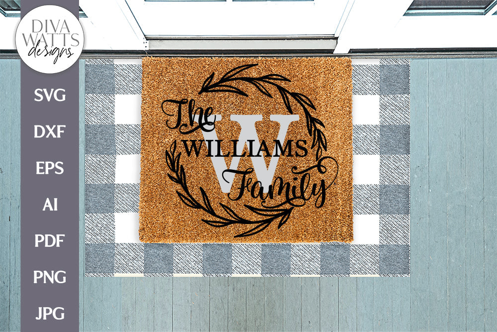 Family Name Wreath SVG | Monogram Farmhouse Design - So Fontsy
