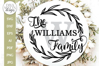 Family Name Wreath SVG | Monogram Farmhouse Design SVG Diva Watts Designs 