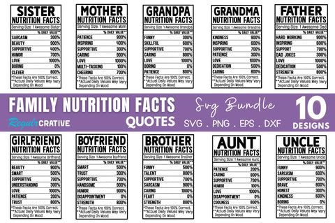 Family Nutrition Facts SVG Bundle SVG Regulrcrative 