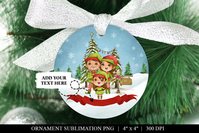 Family of Three Round Ornament Sublimation Sublimation BijouBay 