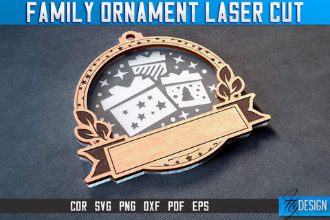 Family Ornaments Laser Cut SVG | Christmas Ornament Laser Cut SVG Design | CNC Files SVG Fly Design 