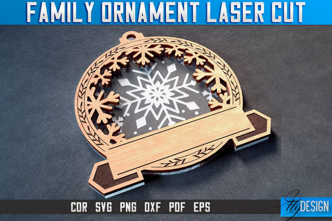 Family Ornaments Laser Cut SVG | Christmas Ornament Laser Cut SVG Design | CNC Files SVG Fly Design 