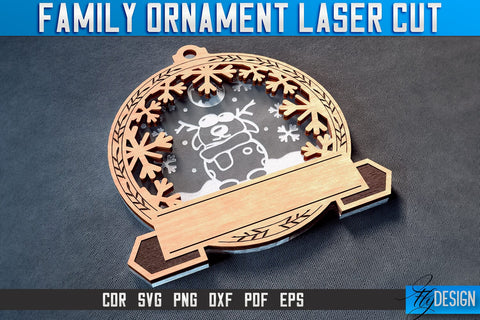 Family Ornaments Laser Cut SVG | Christmas Ornament Laser Cut SVG Design | CNC Files SVG Fly Design 