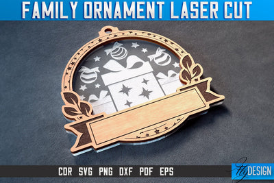 Family Ornaments Laser Cut SVG | Christmas Ornament Laser Cut SVG Design | CNC Files SVG Fly Design 