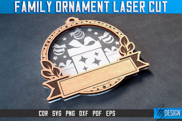 Family Ornaments Laser Cut SVG | Christmas Ornament Laser Cut SVG Design | CNC Files SVG Fly Design 
