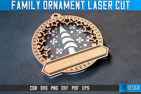 Family Ornaments Laser Cut SVG | Christmas Ornament Laser Cut SVG Design | CNC Files SVG Fly Design 