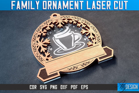 Family Ornaments Laser Cut SVG | Christmas Ornament Laser Cut SVG Design | CNC Files SVG Fly Design 