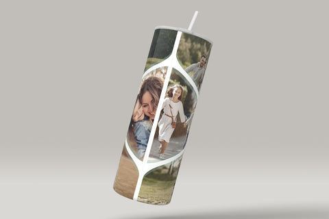 Family Photo Collage Tumbler Sublimation Wrap Png, Add Your Own Family Name, Floral Tumbler Wrap PNG, 20oz Skinny Design, Digital Download Sublimation Syre Digital Creations 