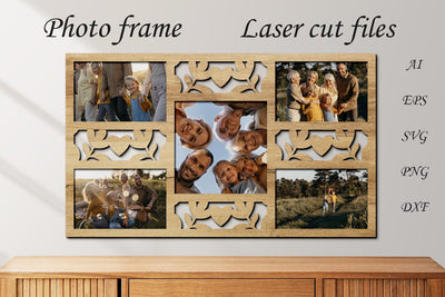 Family photo frame 3d layered svg, Laser cut files, Wooden wall decor 3D Paper AnastasiyaArtDesign 
