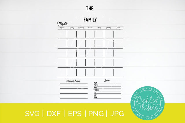 Family Planner Wall Calendar SVG SVG Pickled Thistle Creative 