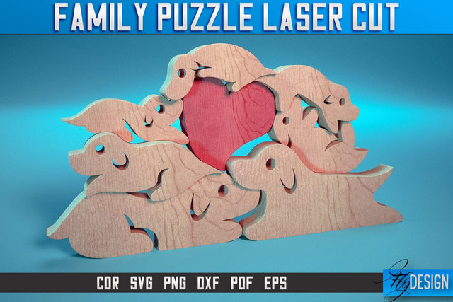 Family Puzzle Laser Cut SVG |Love Puzzle Laser Cut SVG Design | CNC Files SVG Fly Design 