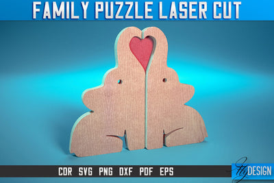 Family Puzzle Laser Cut SVG |Love Puzzle Laser Cut SVG Design | CNC Files SVG Fly Design 