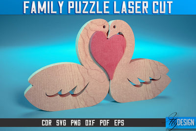 Family Puzzle Laser Cut SVG |Love Puzzle Laser Cut SVG Design | CNC Files SVG Fly Design 