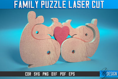Family Puzzle Laser Cut SVG |Love Puzzle Laser Cut SVG Design | CNC Files SVG Fly Design 