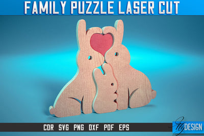Family Puzzle Laser Cut SVG |Love Puzzle Laser Cut SVG Design | CNC Files SVG Fly Design 