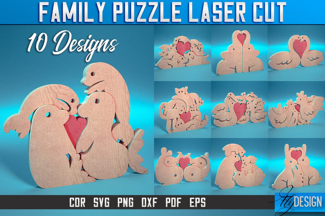 Family Puzzle Laser Cut SVG | Love Puzzle Laser Cut SVG Design | CNC Files SVG Fly Design 